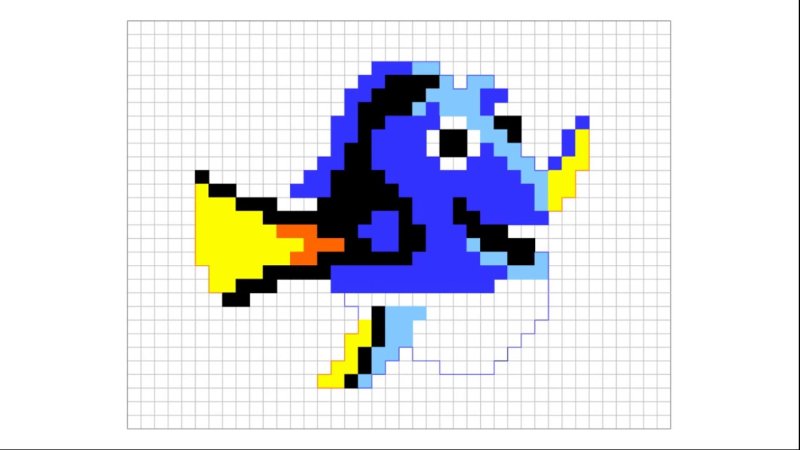 Рисование по клеточкам рыбка