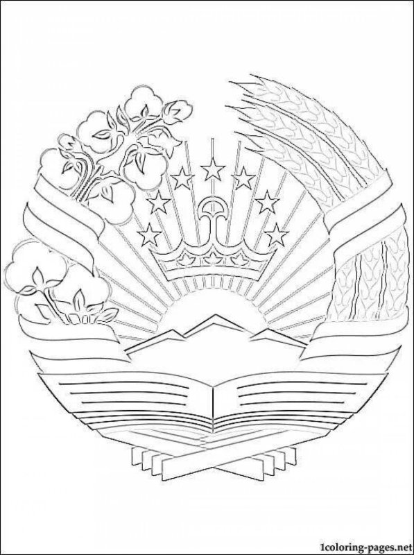 Раскраска герб и флага Таджикистана