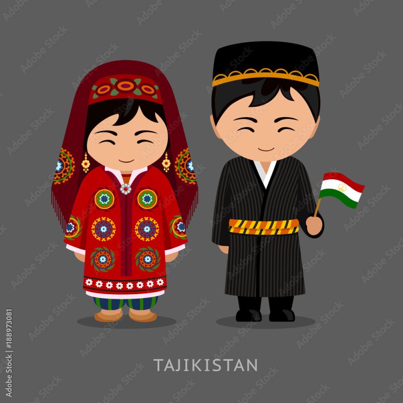 Национальные одежды Таджикистана вектор