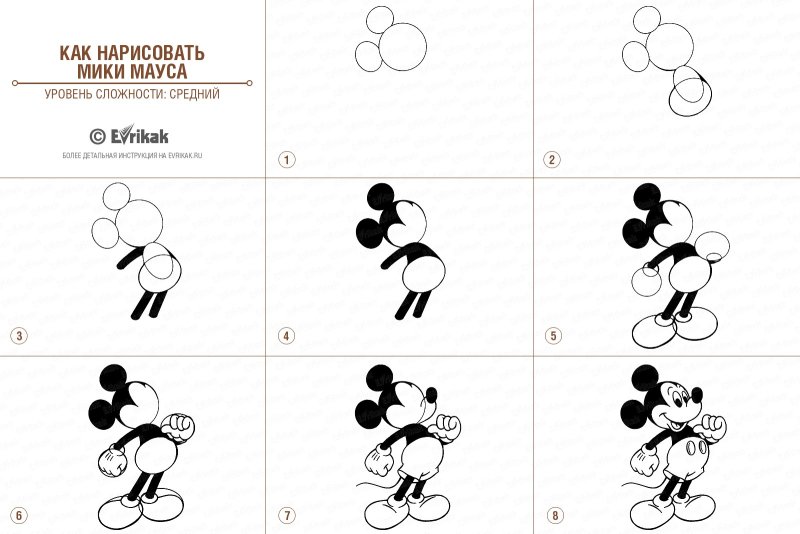 Микки Маус рисовать поэтапно