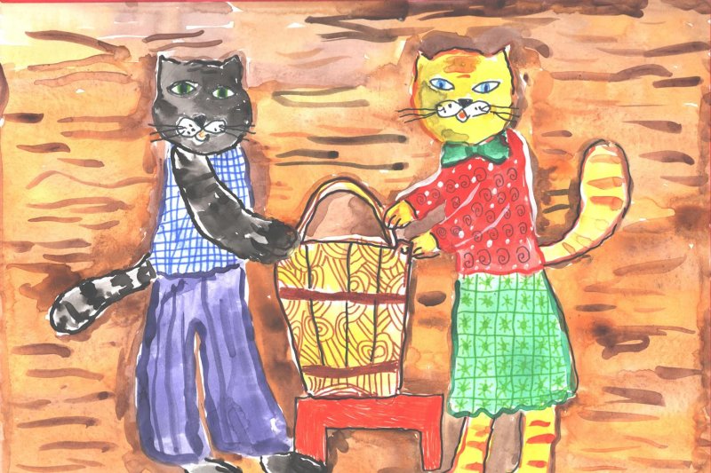 Детские рисунки Кошкин дом