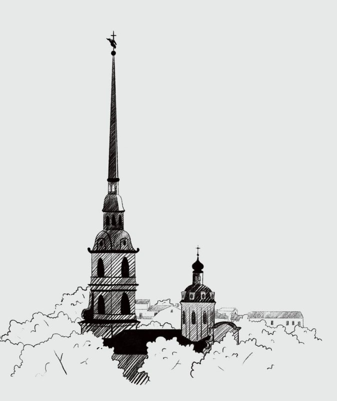 Петропавловский собор Санкт-Петербург рисунок
