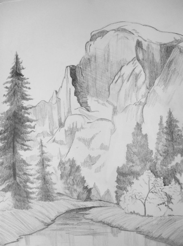 Пейзаж рисунок карандашом