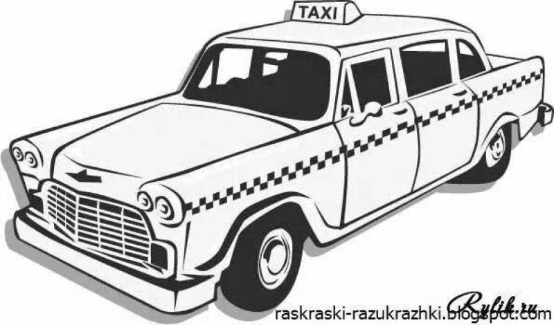 Раскраска машина такси
