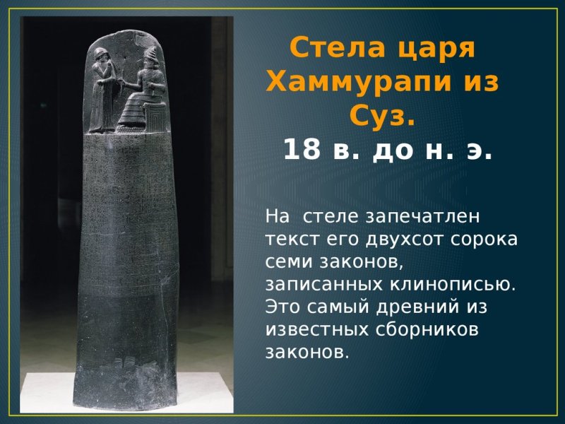 Базальтовая стела Хаммурапи
