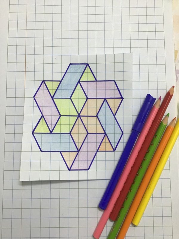 Объемные рисунки по клеткам