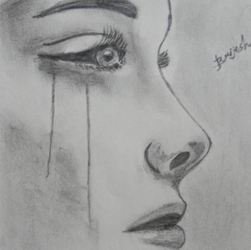 Рисунок плачущей девушки карандашом
