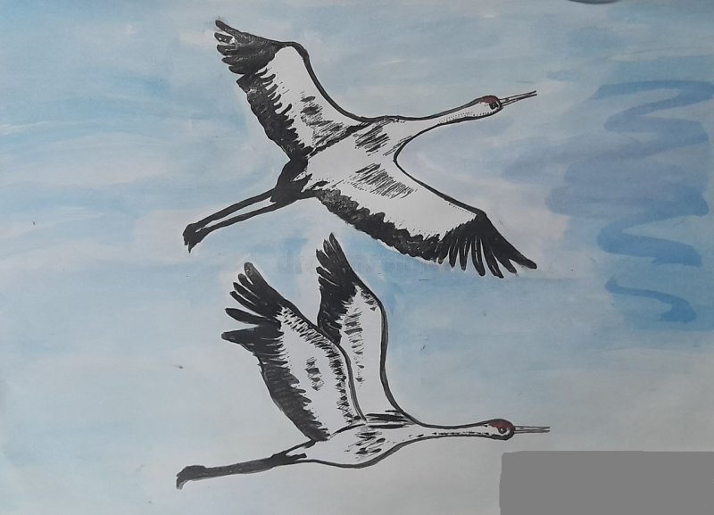 Журавли Гамзатов легкий рисунок