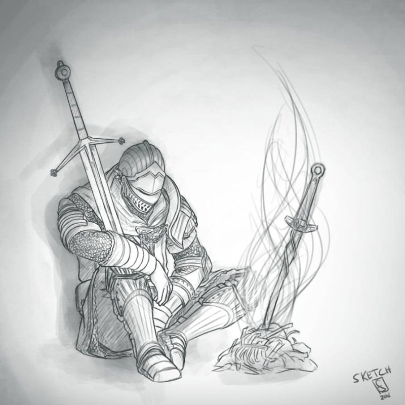 Рыцарь дарк соулс рисунок