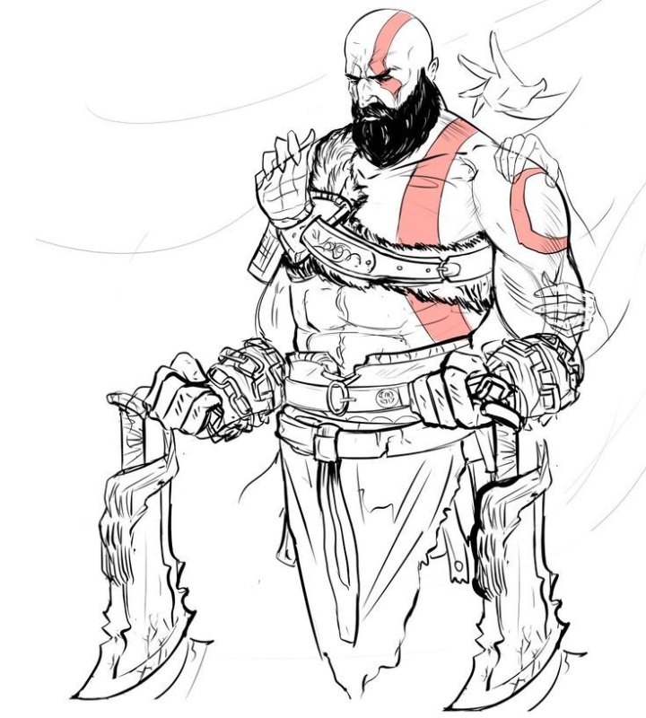 Кратос рисунок карандашом God of War