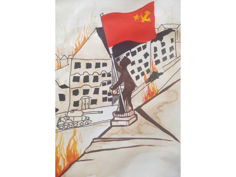 Знамя Победы детские рисунки