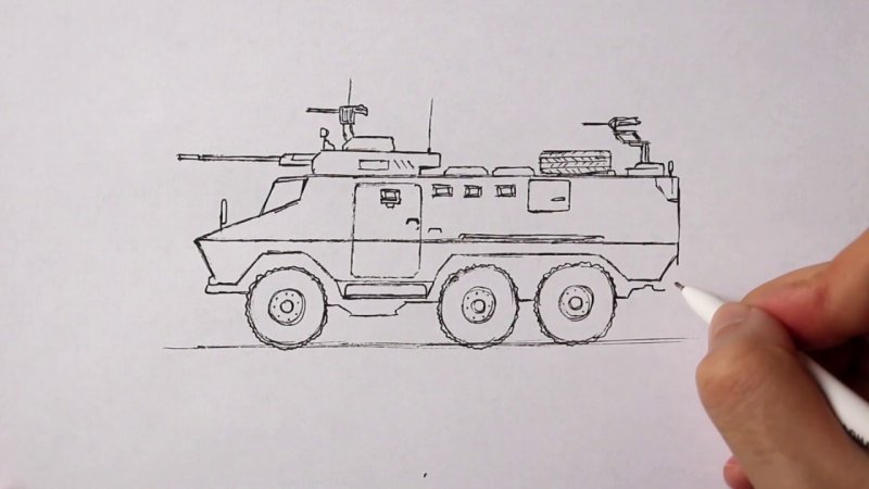 Военная машина срисовать