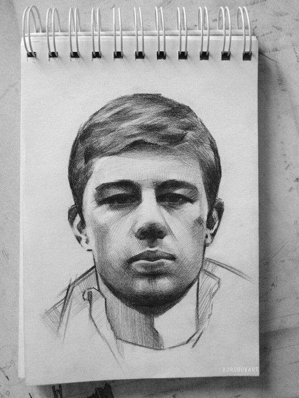 Сергей Бодров младший рисунок карандашом