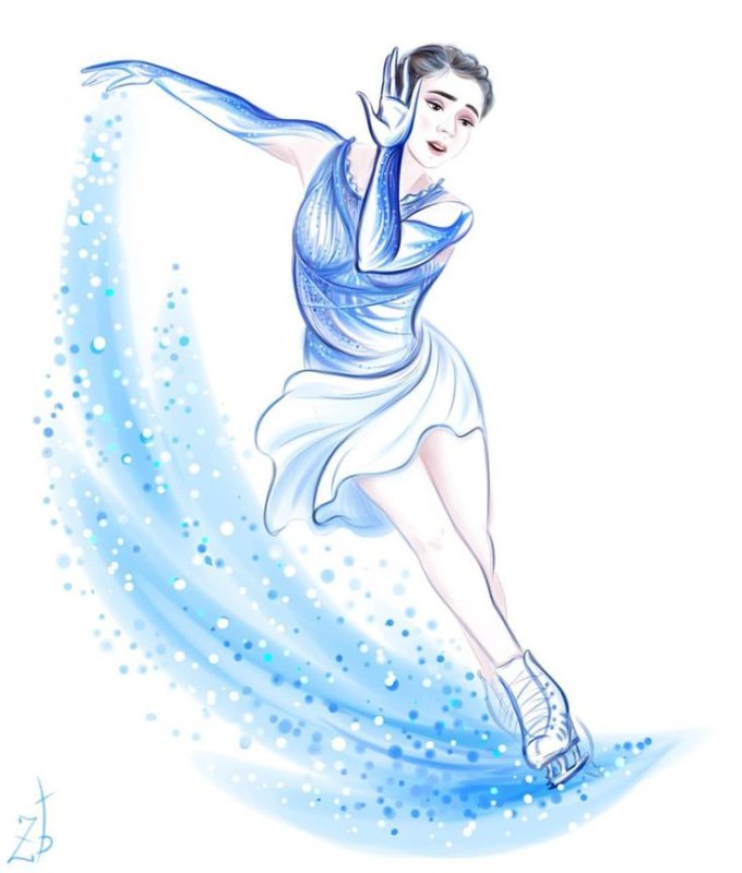 Фигурное катание фигуристка акварель