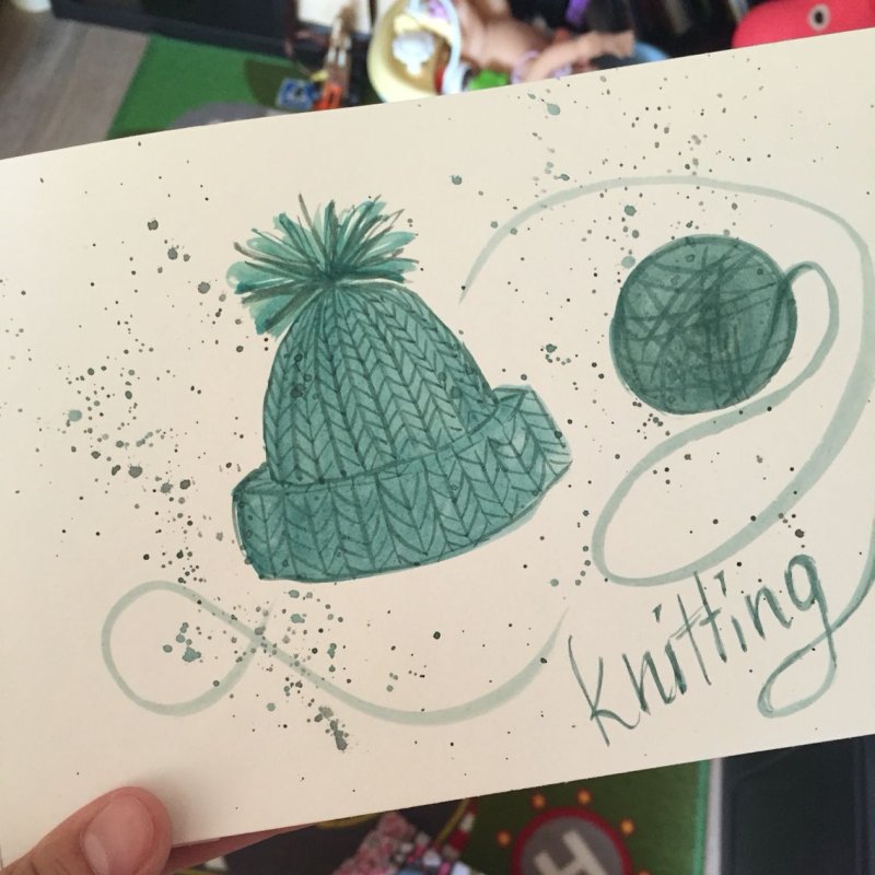 Акварельный рисунок шапка
