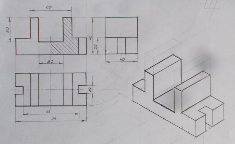 Технология 7 класс черчение вид сбоку