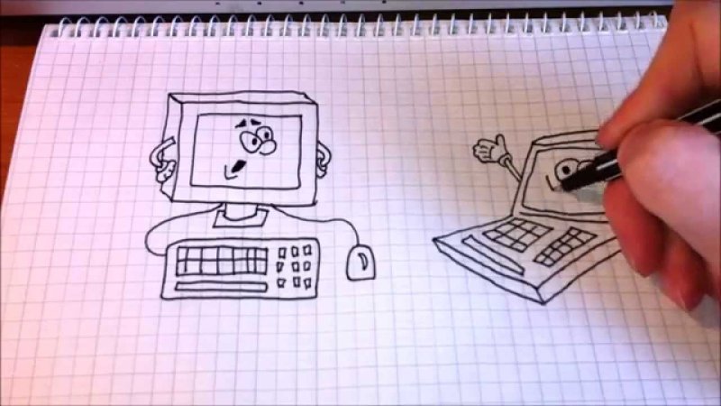 Компьютер рисунок карандашом