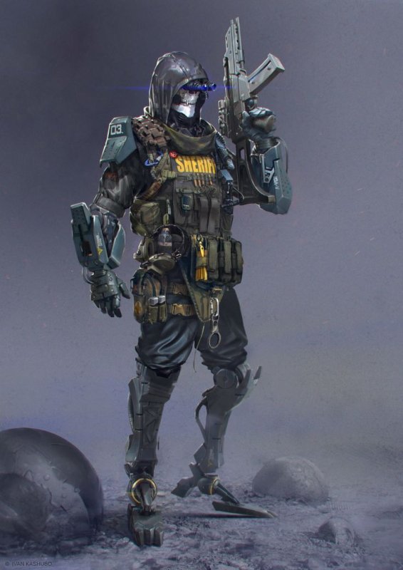 Cyberpunk Concept Art солдат