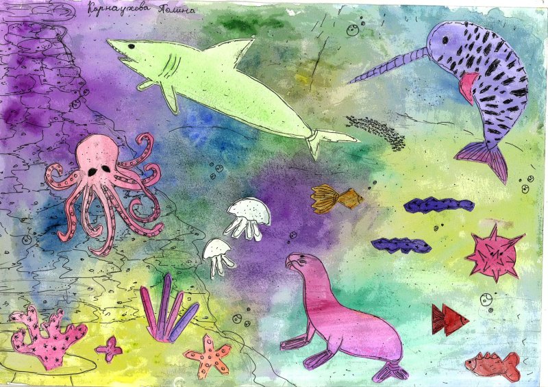Детский рисунок подводный мир