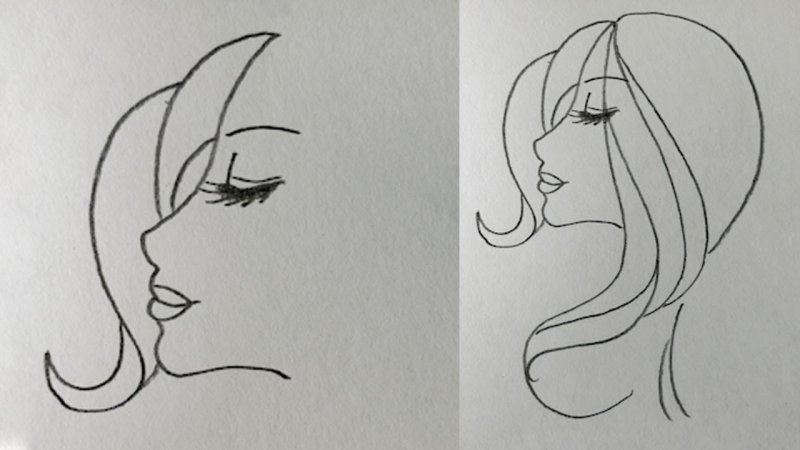 Рисунок лица девушки легкий