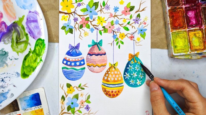Пасхальные рисунки акварелью