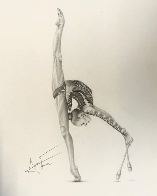 Рисунок гимнастки для срисовки