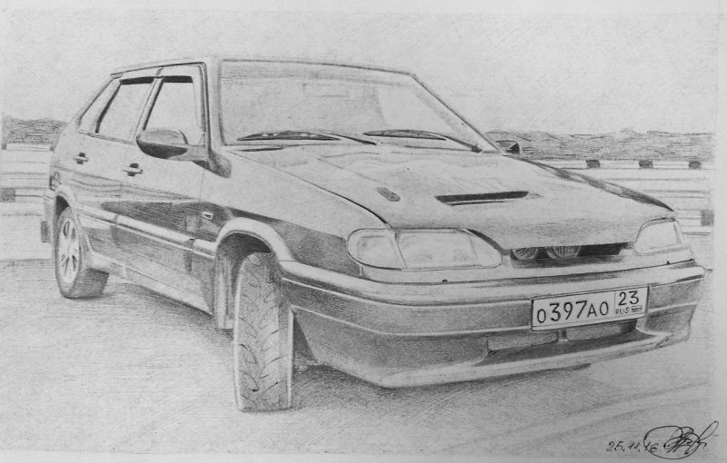 ВАЗ 2114 чёрной ручкой