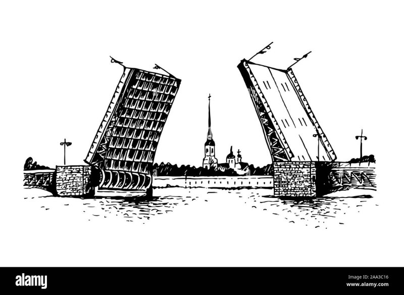 Силуэт Дворцовый мост Адмиралтейства Санкт-Петербурга