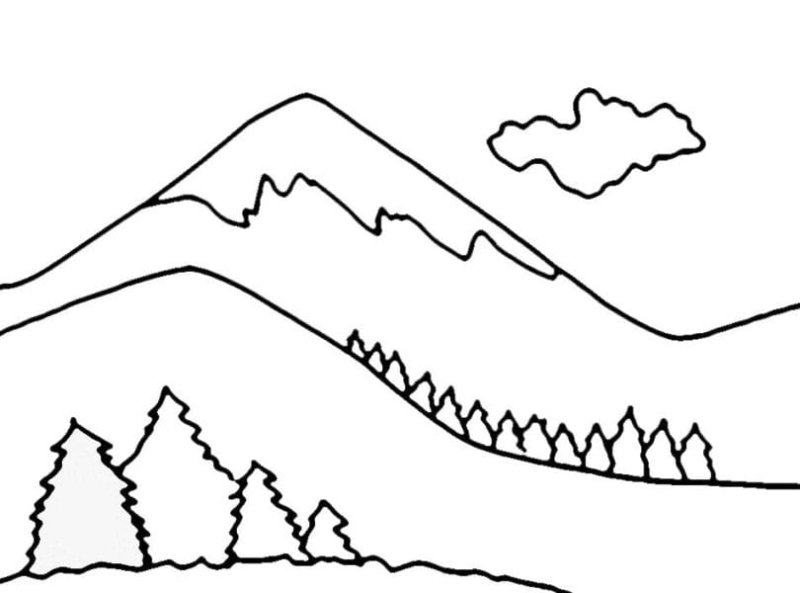 Раскраска горы и море