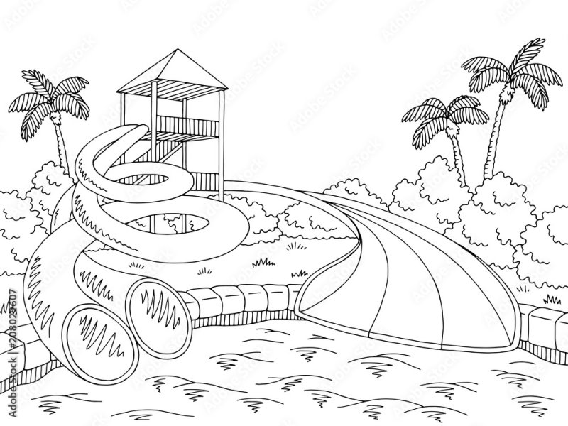 Раскраски для детей горки аквапарка