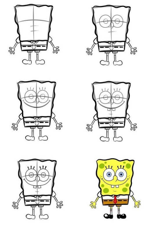 Губка Боб рисовать поэтапно