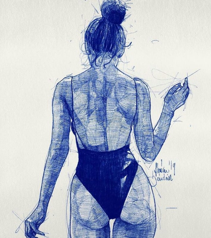 Девушка со спины рисунок