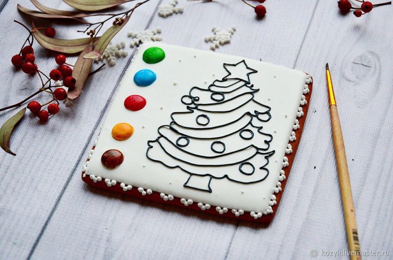 Пряник раскраска новогодний