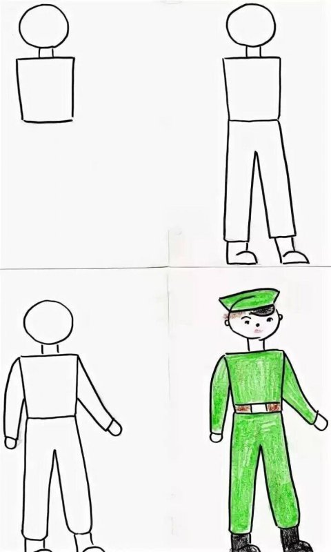 Рисование солдат на посту