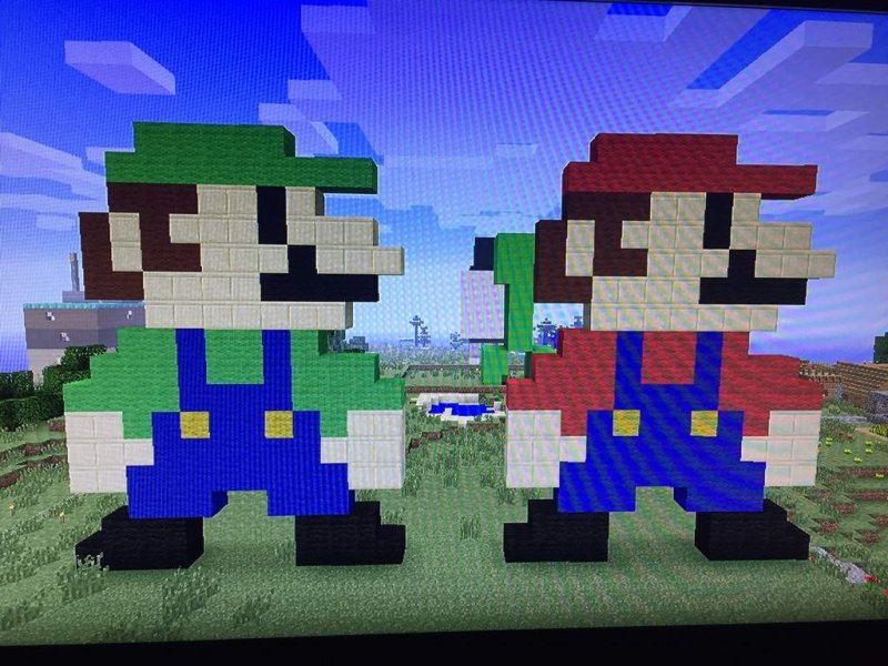 Марио пиксель арт майнкрафт